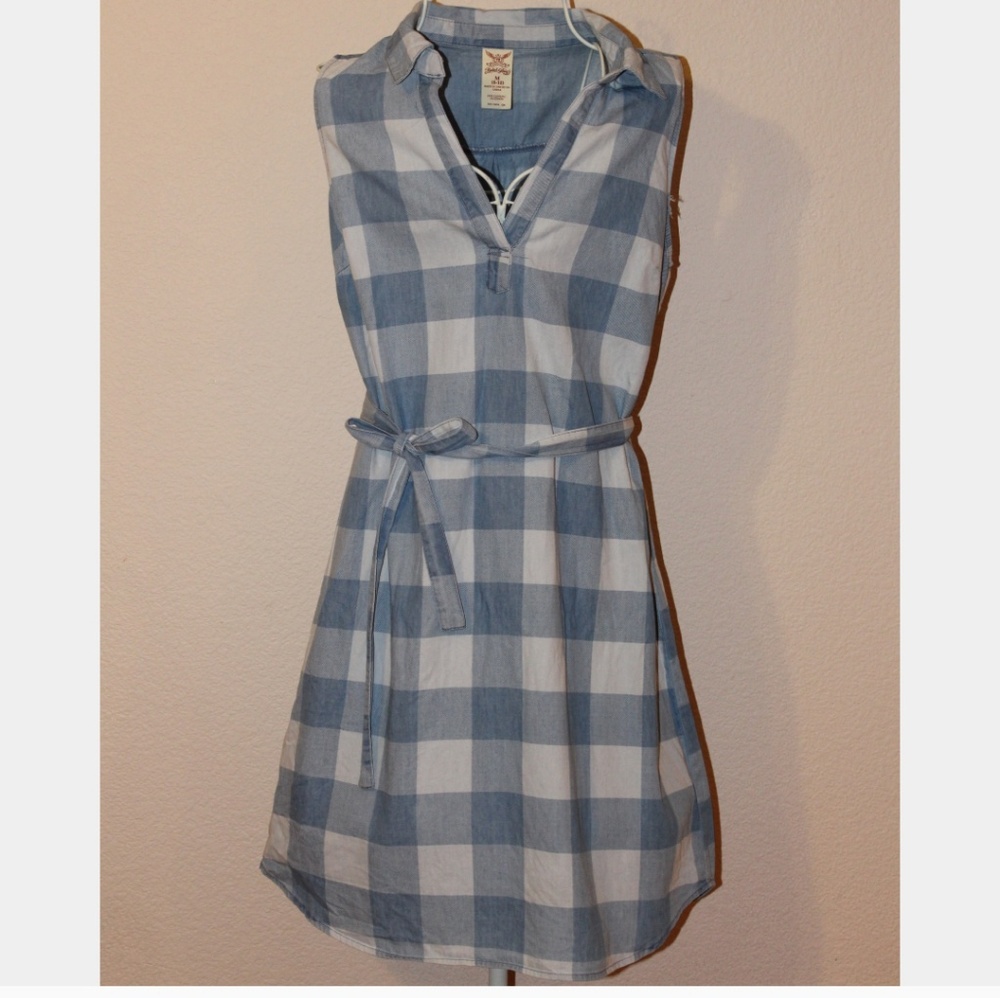 Checkered denim dress